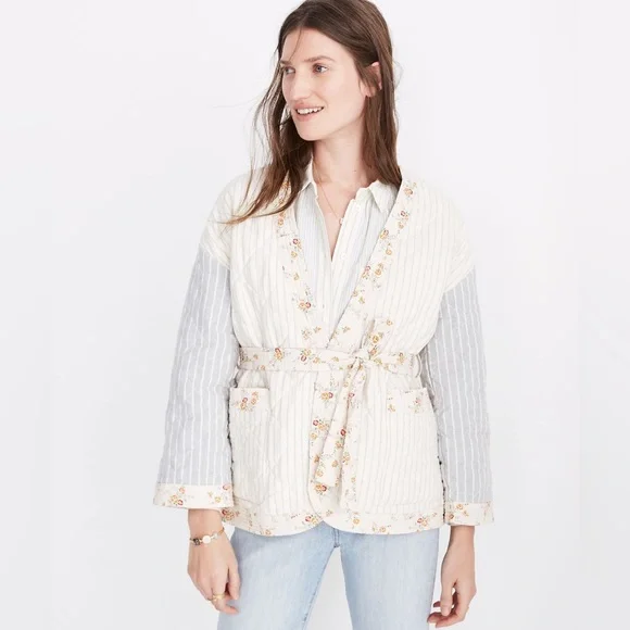 Madewell X The New Denim Project quilted patchwork wrap jacket, size XS - Picture 1 of 12